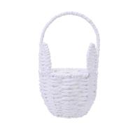 MAGICLULU Small Woven Bunny Ear Basket with Handle - Mini Handcrafted Paper Rope Storage Basket for Easter Decoration, Candy Holder, and Home Organization, White 8.2x4.9x3.3 Inches