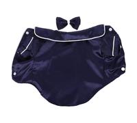 MAGICLULU Soft Faux Silk Two-legged Dog Pajamas with Lapel Design and Bowknot Headband for Puppies and Cats, Lightweight Sleepwear for Indoor Sleep and Holidays, Blue, Size M