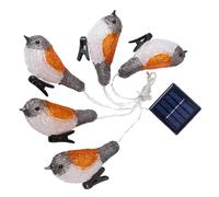MAGICLULU Solar LED Robin Shaped String Lights for Garden and Courtyard, Waterproof Ip65 Low Consumption Decorative Battery Operated Outdoor Lighting with Acrylic and Plastic Material