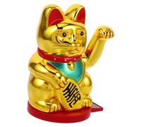 MAGICLULU Solar Powered Maneki Neko Waving Cat Figurine for Desk Office Garden Decor Automatic Arm Movement Wealth Cat Ornament Japanese Feng Shui Lucky Welcome Statue
