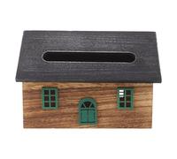 MAGICLULU Solid Wood House-shaped Tissue Box Cover Farmhouse Bathroom Decor Napkin Holder Capacity Wooden Facial Tissue Container for Dining Table Home Hospitality Use