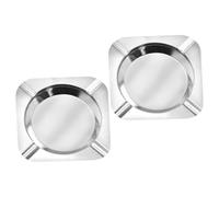 MAGICLULU Stainless Steel Ashtrays for Cigarettes Indoor and Outdoor, Anti-fall Cigar Ash Tray Set of 2, Creative Metal Ashtrays for Home, Hotel, and Travel Use