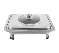 MAGICLULU Stainless Steel Buffet Dish Tray Rectangular with Visual Cover Easy to Clean Simple Fashion Design for Party Buffet Shop Serving