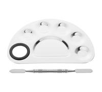 MAGICLULU Stainless Steel Makeup Mixing Palette Set Semi-Circle Palette and Facial Mixing Stick for Foundation and Nail Art Ring Holder for Professional Use