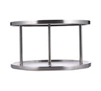 MAGICLULU Stainless Steel Two-Layer Turntable Kitchen Rack with Rotating Design, Multipurpose Dish Drainer and Cupboard Storage Shelf for Convenient Organising