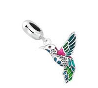 MAGICLULU Sterling Silver Bird Bead Charm Pendant for Jewelry Making Cute Colorful Kingfisher Design Lightweight DIY Accessory for Women Bracelet Crafting and Giving