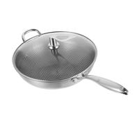 MAGICLULU Stir Fry Pan Lid Large Frying Pan Cover Stainless Steel Honeycomb Wok Easy to Carry