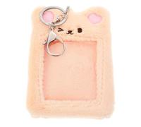 MAGICLULU Student Holder Holder Clip Plush PVC Inside Pockets Practical Keep Cards Secure and Dry for Dating and Shopping, Khaki, Simple Unique Lovely Style and Women