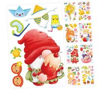 MAGICLULU Summer Window Stickers for Glass 9 Sheets Hawaiian Gnome Window Clings Decorative Decals for Beach Party Home Store