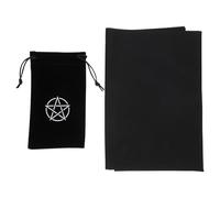 MAGICLULU Tarot Card Pentacle Tablecloth and Storage Bag Set with Drawstring Design, Black Fabric Material, Comfortable and Simple Style for Divination and Game Props