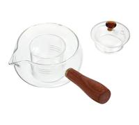 MAGICLULU Tea House Glass Kettle Practical Tea Kettle 350ml Capacity Wood and Glass Material Elegant Style Fine Filter Easy to Fill Water Suitable for Use at Home Or in The Office