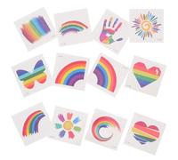 MAGICLULU Temporary Tattoos Face Stickers Comfortable Water Transfer Stickers 24pcs Rainbow with Bright Colors and Gradient Design for Parades and Pride Events