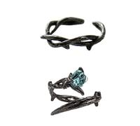 MAGICLULU Thorn Rose Delicate Finger Decoration for Couples 2pcs Black Copper Open Rings with Creative Unique Design, for Birthday