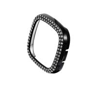 MAGICLULU Tpu Electroplated Protective Case for Sense Anti-scratch Watch Frame Cover with Black Dual-row Rhinestone Edged Design Lightweight Comfortable Fit