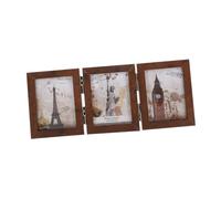 MAGICLULU Triple Hinged Wooden Photo Frame Large Desk Photo Frame for Office or Home Decor