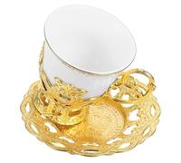 MAGICLULU Turkish Coffee Cups Set Espresso Coffee Cup 80ml Ceramic Aluminium Alloy Embossed Craftsmanship Reusable Vintage Elegant Design for Home Dining