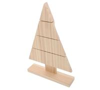 MAGICLULU Unfinished Wooden Xmas Table Decor DIY Blank Painting Tree with Base Compact Christmas Accent for Desktop Bookshelf Fireplace Stable Holiday Miniature Ornament for Creative Family