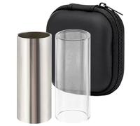 MAGICLULU Universal Guitar Slide Tube Set with Glass and Stainless Steel Slides, Ergonomic Design, Includes Carrying Case for Acoustic and Bass Guitar, for Travel and Live Blues Performances