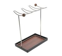 MAGICLULU Upside Down Wine Glass Rack with Wooden Base Metal Wire Stemware Organizer for Living Room and Kitchen Space Saving Countertop Display Holder for Standard Wine Glasses