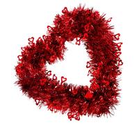 MAGICLULU Valentines Day Heart Shaped Wreath Red Hanging Decoration for Front Door Wall Window Romantic Wedding Fade Resistant Love Symbol for Anniversary and Home Use