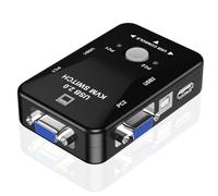 MAGICLULU Vga Box Sturdy Metal and Abs Material with USB Keyboard and Mouse Support Manual 2 in 1 out Kvm Switcher for Switching between Multiple Inputs on Computers