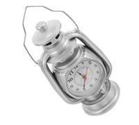 MAGICLULU Vintage Analog Clock Silent Non Ticking Bedside Alarm Clock Retro Oil Lamp Shape Decoration for Bedroom Living Room Office Compact Design Silver Finish