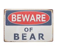 MAGICLULU Vintage Bear Warning Sign Made of Iron with Frameless Decoration, Rustic Hunting Cabin Decor for Home and Outdoor Use, Featuring A Minimalist Retro Style and Beware of Animals