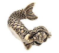 MAGICLULU Vintage Brass Mermaid Statue Fish Sculpture Tea Pet Carving Elegant Design Golden Copper Material Versatile Placement Decorative Ornament for Desks and Tv Cabinets
