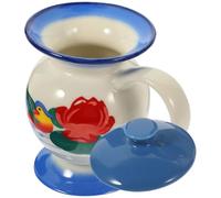 MAGICLULU Vintage Ceramic Spittoon Style Mug 380ml with Handle for Drinks | Blue Finish, Decorative Display Piece, Large Mouth for Easy Cleaning, Office Tea Time and Housewarming Gift