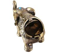 MAGICLULU Vintage Elephant Ash Container, Metal Alloy Lidded Ashtray with Easy Access, Stable Bottom Decorative Desktop Ashtray for Home Desk and Bookshelf, Gift