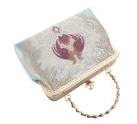 MAGICLULU Vintage Handbag Chinese Style Printed Cheongsam Bag Blue Brocade Hardware for Dinner Party and Wedding Female