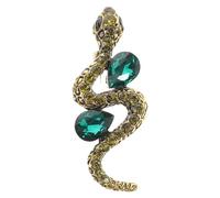 MAGICLULU Vintage Rhinestone Snake Pin Brooch in Zinc Alloy with Fine Craftsmanship, Unisex Appeal, Unique Green Animal Costume Lapel Pin for Suit and Special Occasions