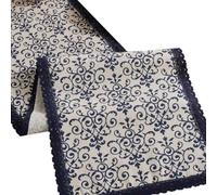 MAGICLULU Vintage Style Blue Table Runner Retro Table Cloth 30*180cm High Grade Cotton Practical Choice for Holiday Party and Sideboards