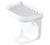 MAGICLULU Wall Mounted Bathroom Bottle Holder Shelf with Double Layers, White Pp Shower Gel Storage Rack with Flat Drain Tray and Side Notches, Space Saving Sticker Shower Gel Shelf for Tidy