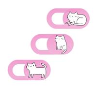 MAGICLULU Webcam Cover Slider Camera Privacy Protector Pink 3pcs Cat Pattern Abs Material, Easy to Install and Convenient for Laptop and Mobile Phone for Notebook Computers
