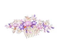 MAGICLULU Wedding Hair Comb Bride Floral Hairstyling Accessories 6.09x2.75x0.39in Delicate Alloy Pearl Rhinestone Not Easy to Break Can Be Fixed on Hair Firmly Bridesmaid Bride Holiday