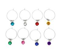 MAGICLULU Wine Glass Hanging Rings Random Color 8pcs Steel Colourful with Convenient Open and Close Function, Fashionable and Delicate Design for Bar and Hotel Decoration