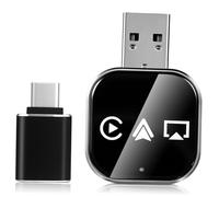 MAGICLULU Wireless Car Adapter for Phone with USB C Connector Converts Wired to Wireless Metal and Glass Build Plug and Play Auto Tech Gadget for Seamless Car Connectivity