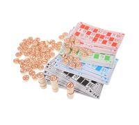 MAGICLULU Wooden Bingo Game Set with Number Cards and Multi-player Function, Enhances Critical Thinking, Includes Traditional Red Paper and Wood Materials, for Family Party Fun and Logical