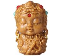 MAGICLULU Wooden Carving Pendant Green Tara DIY Charm for Crafts with Practical and Decorative Effects, Retro Style Wood Material Suitable for Making Handicrafts and Key Hanging Accessories