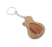 MAGICLULU Wooden Guitar Pick with Storage Box Keychain, Guitar Plectrum Case Organizer Set 2pcs Natural Wood Color for Guitarists Music Accessories