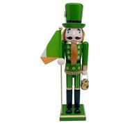 MAGICLULU Wooden Irish Nutcracker Soldier Hand Painted Shamrock Figure for Patrick's Day Decorations Holiday Ornament Symbolizing Luck and Blessings