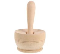 MAGICLULU Wooden Mortar and Pestle Set Khaki with Ergonomic Comfort and Comfortable Grip, round Spice Grinding Tool for Nuts and Seeds in Kitchen Use