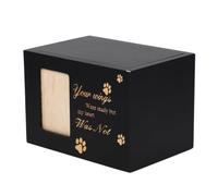 MAGICLULU Wooden PET Urn with Photo Frame and Sliding Top Lid Box | Black Wood, Secure Keepsake Storage, Elegant Minimalist Style, Remembrance Décor for Ashes and Mementos