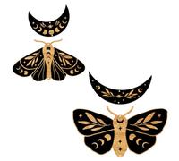 MAGICLULU Wooden Phase Decoration Moon Shape Wall Hanging Craft Plaque with Special Texture and Fine Workmanship Black Creative Delicate Lovely Style for Living Room Home