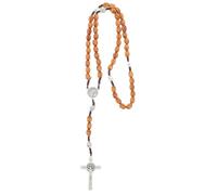 MAGICLULU Wooden Prayer Beads Necklace Elegant Religious Gift with Cross Pendant Classic Brown Amulet Necklace for Men and Women for Sacred Occasions and Daily Wear