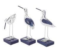 MAGICLULU Wooden Seabird Sculpture Ornaments 3 Pcs Blue Pressed Film Coastal Bird Figurines Nautical Mediterranean Style Home Decoration for Wedding or Conference Room Style