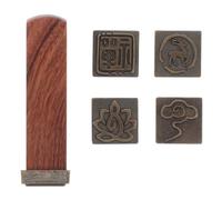 MAGICLULU Wooden Stamps with Chinese Style Square Seal and Zen Cloud Patterns, Portable Calligraphy Signature and Leisure Seal Set for Decorative Piece on Desk and Crafting Stamps