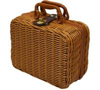 MAGICLULU Woven Cosmetics Case Storage Case 8.65 X 6.68 X 3.93 Inch Imitation Rattan Vintage Delicate Design Space-Saving Smooth Workmanship for House Desktop
