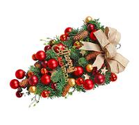 MAGICLULU Xmas Wreath Garland Front Door Decor Christmas Bow Winter Wall Hanging Festive Home Decor Easy to Install